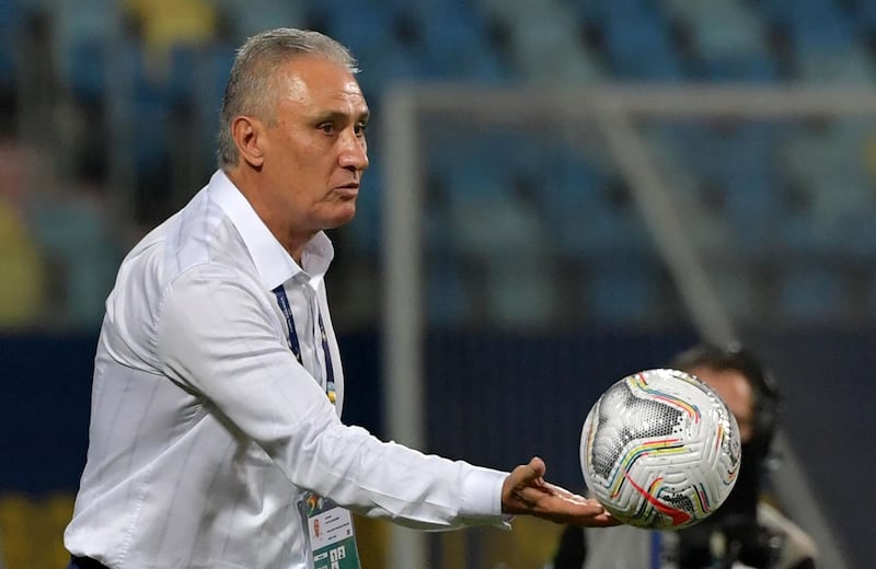 Brazil's coach Tite on the sidelines. AFP