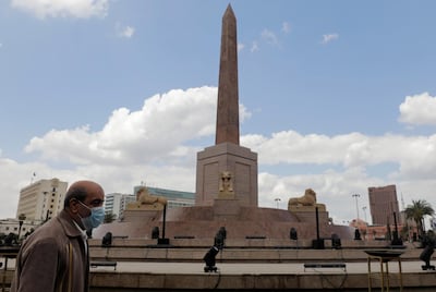 FILE PHOTO: The Ramses II obelisk is seen after the renovation of Tahrir Square for transferring 22 mummies from the Egyptian Museum, in Tahrir, to the National Museum of Egyptian Civilization, in Fustat, amidst the outbreak of coronavirus disease (COVID-19), in Cairo, Egypt, April 1, 2021. REUTERS/Mohamed Abd El Ghany/File Photo