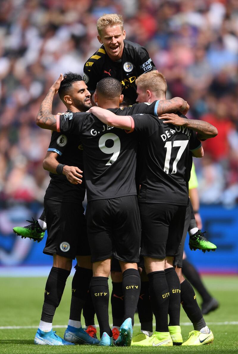 Man City's players had plenty to celebrate. Getty