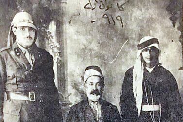 Abdul Jabbar Al Rawi, left, in Damascus in 1919. Courtesy the Alrawi family