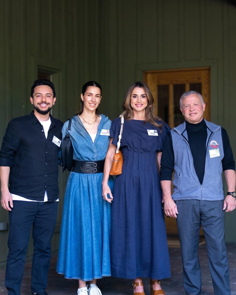 Princess Rajwa and Queen Rania wear denim at a conference in  Idaho in July. Photo: Queen Rania / Instagram
