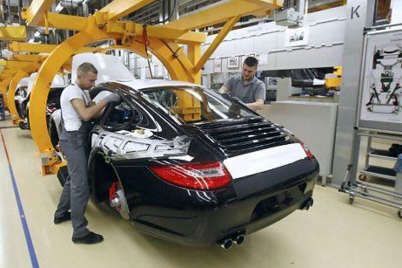 The Germans' manufacturing competitiveness is seen to be overtaken by the Indians in five years' time. Michael Dalder / Reuters