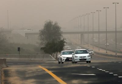 Dubai, 20, March, 2017: Sandstorm severely reducing visibility all across Dubai. ( Satish Kumar / The National ) For Standalone *** Local Caption ***  SK-Sandstorm-20032017-03.jpg