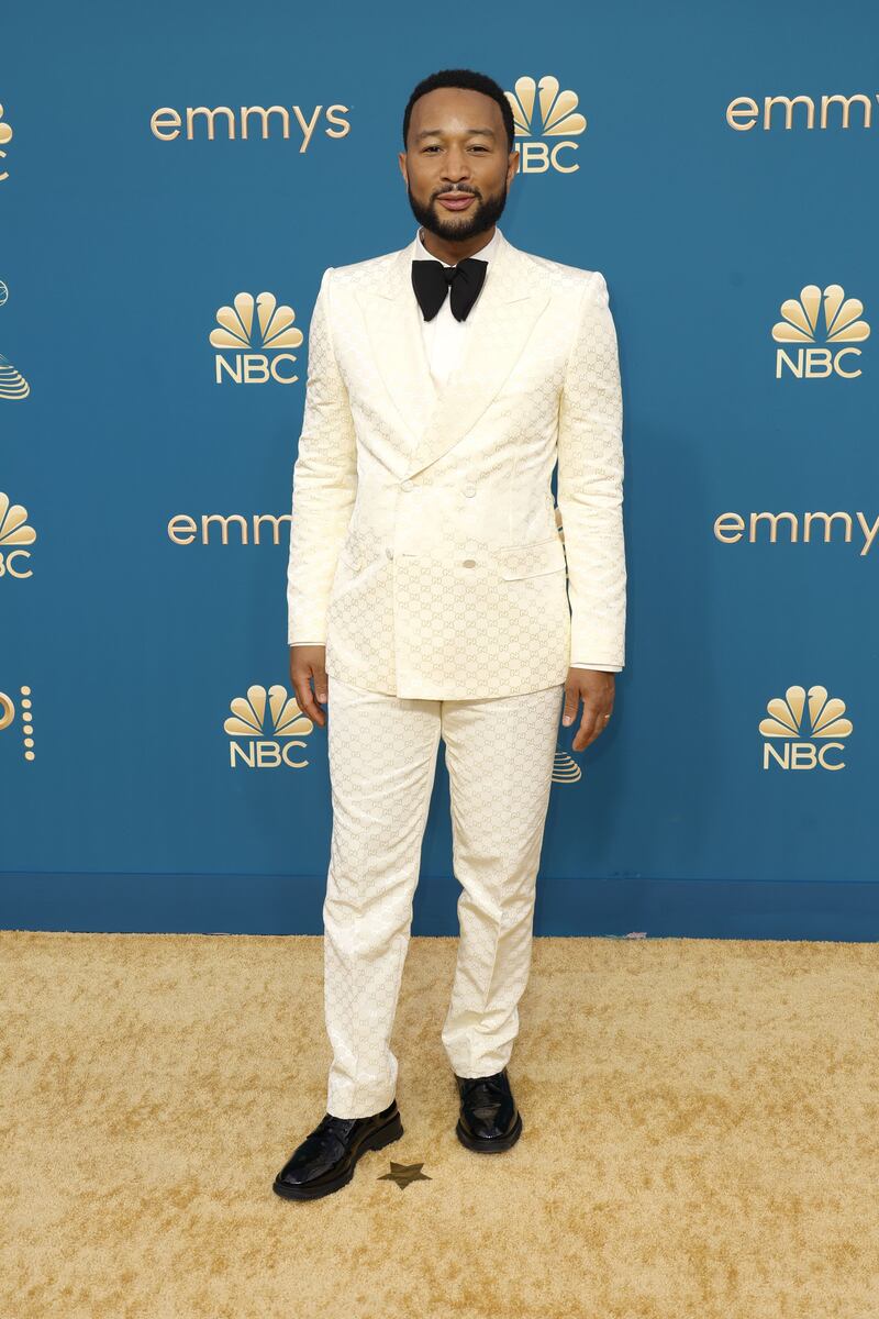 John Legend attends the 74th Primetime Emmys on September 12 wearing a white Gucci tuxedo. AFP 