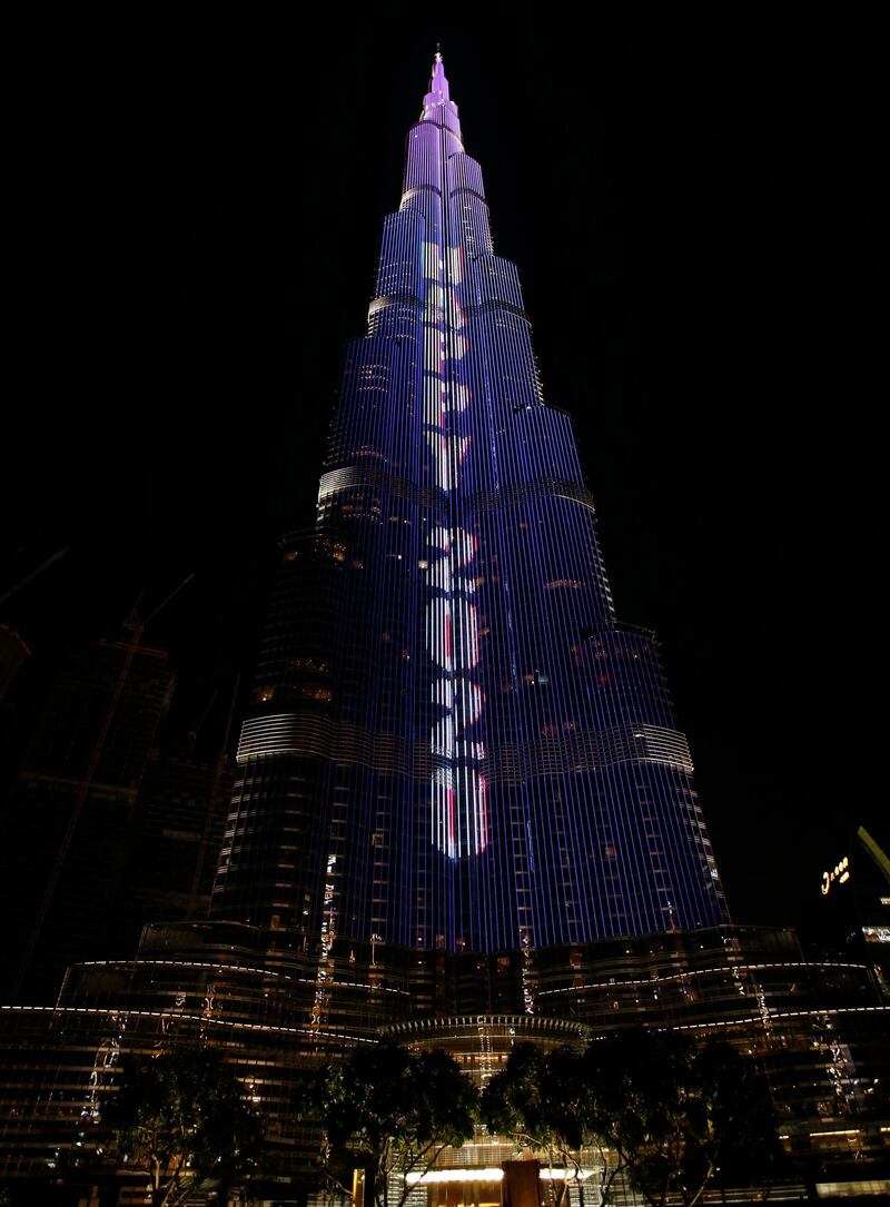 Burj Khalifa is prepared for the fireworks of New Year 2020 celebrations. EPA