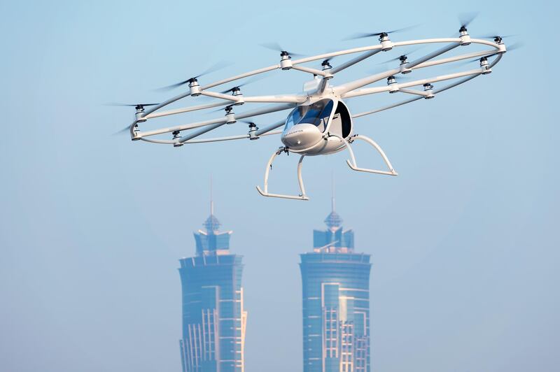 A prototype of Volocopter’s 2X being showcased in Dubai. German car manufacturer Daimler has invested in the company, which executed its first prototype in 2011. Nikolay Kazakov, Karlsruhe