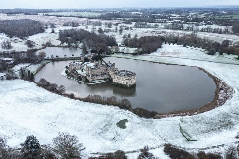 Snow covers Leeds Castle in Kent, southern England. AFP
