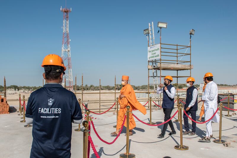 Pujya Brahmavihari Swami, the lead monk supervising the project, at the site.