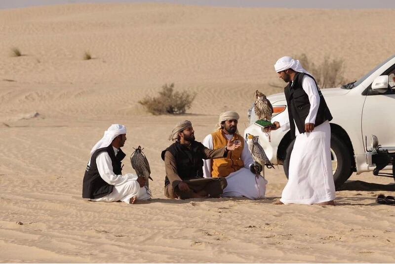 Falconers from Qatar and Saudi Arabia met their UAE counterparts for a cultural exchange programme at Al Marzoum reserve. Wam