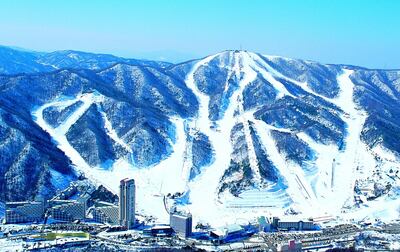 The ski resort of Phoenix Park in South Korea. Ski Safari