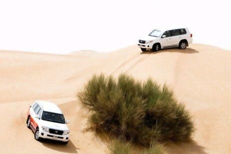 In the winter months, Arabian Adventures typically takes about 600 customers into the desert each day for dune bashing, dining, stargazing or animal tracking. Jaime Puebla / The National Newspaper