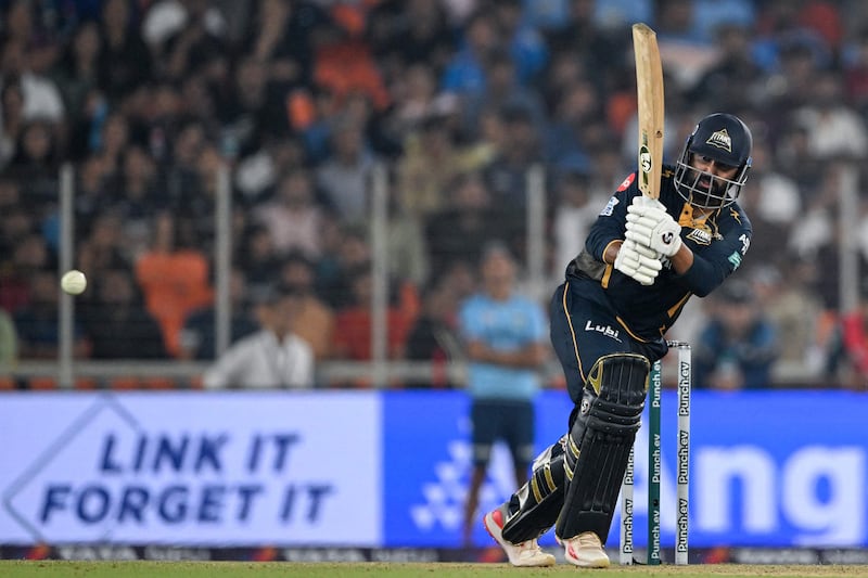 Gujarat Titans' Rahul Tewatia played a crucial knock of 22 at the death. AFP