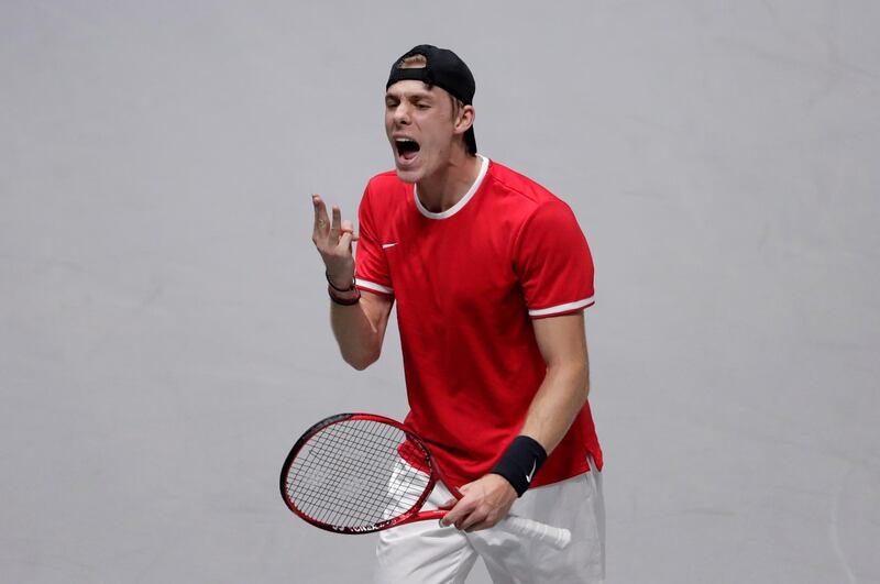 Denis Shapovalov during his match against Rafael Nadal. AP