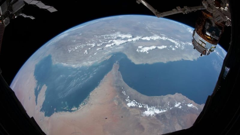 UAE’s first astronaut in space, Hazza Al Mansouri, captured this photo of the Emirates during his eight-day trip on the International Space Station. Courtesy: Hazza Al Mansouri Twitter