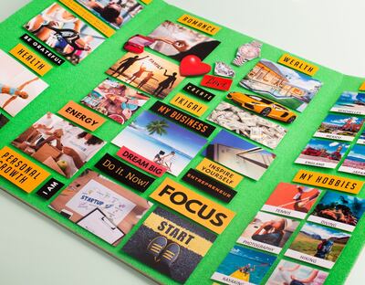 Vision boards are a visual representation of your dream and desires for the year ahead. Photo: Mira Vision Board