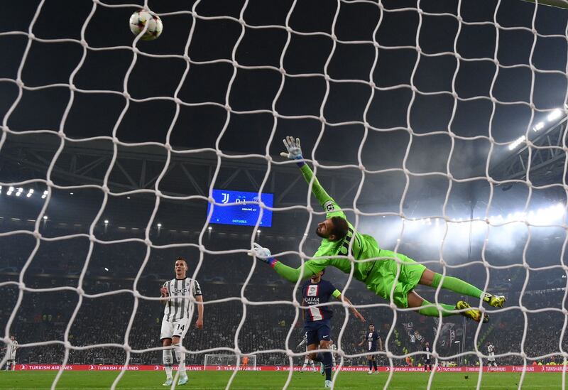 PSG RATINGS: Gianluigi Donnarumma 6 – His first main contribution was to pick the ball out of his net. He didn’t do a lot wrong but owed much to those in front of him, and Juve’s wayward shooting, for a quiet night
AFP