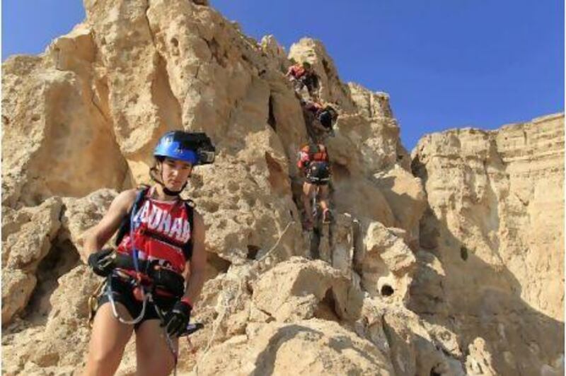 France's Vibram Lafuma 1 team manoeuvres through Jebel Hafeet's ragged terrain. Courtesy Abu Dhabi Adventure Challenge