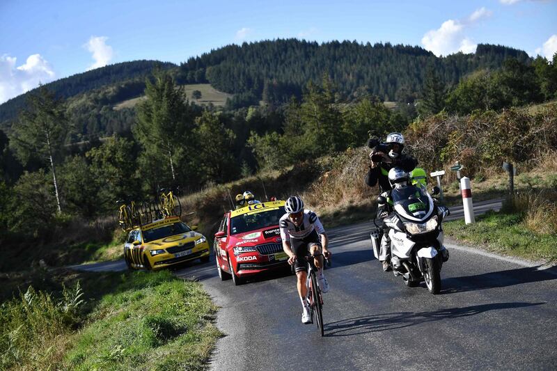 Team Sunweb's Marc Hirschi rides ahead during the 218km Stage 12 between Chauvigny and Sarran. AFP