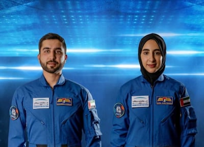 The UAE's latest astronaut candidates, Mohammed Al Mulla and Nora Al Matrooshi. UAE Space Agency