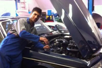 Barzan Majeed pictured while working as a mechanic in the UK. Photo: Social Media