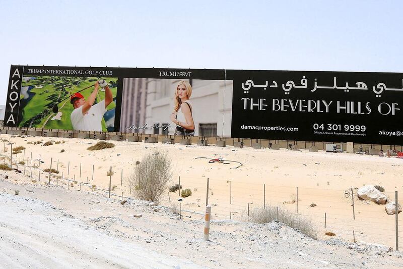 An advertisement of Akoya by DAMAC near Arabian Ranches in Dubai. Pawan Singh / The National