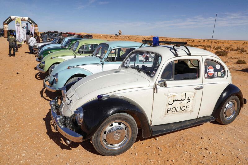 Some of the vehicles taking part in the Hamada al-Hamra rally. The event attracted participants from across Libya and a team from Tunisia. 