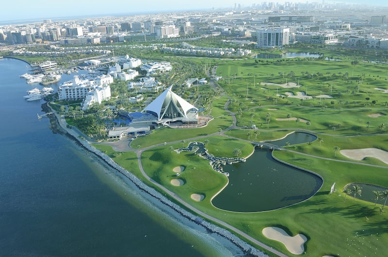 An aerial shot of the Dubai Creek Golf Club. Godwin Austen Johnson