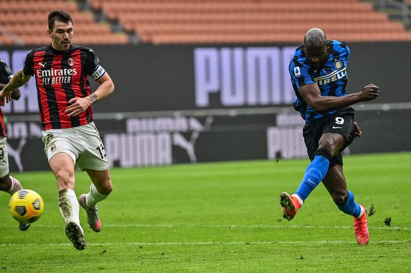 Inter's Romelu Lukaku makes it 3-0. AFP