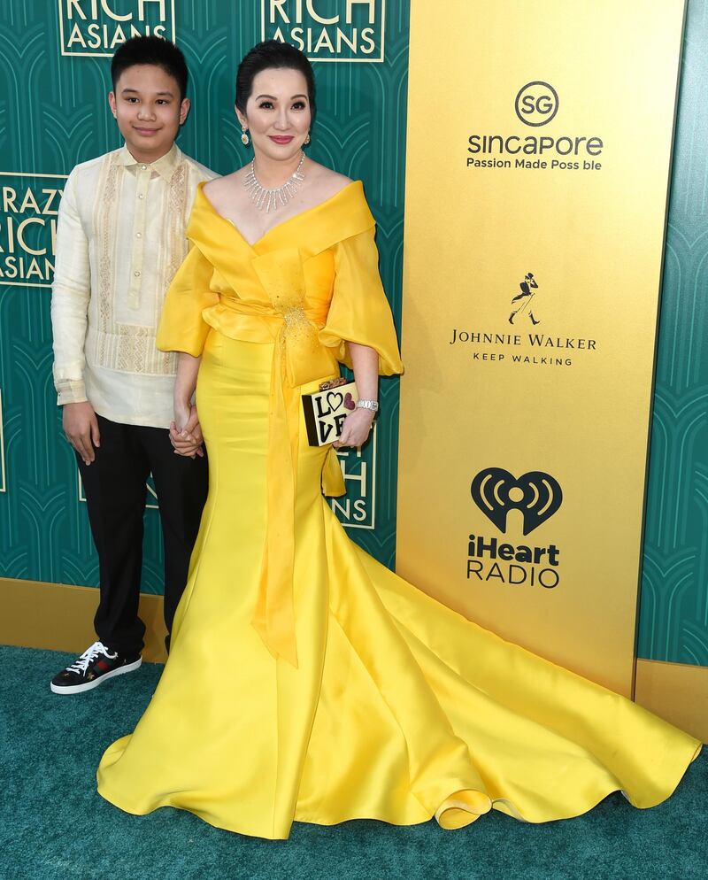 Bimby Aquino-Yap, left, and Kris Aquino arrive at the premiere of "Crazy Rich Asians" at the TCL Chinese Theatre on Tuesday, Aug. 7, 2018, in Los Angeles. (Photo by Richard Shotwell/Invision/AP)