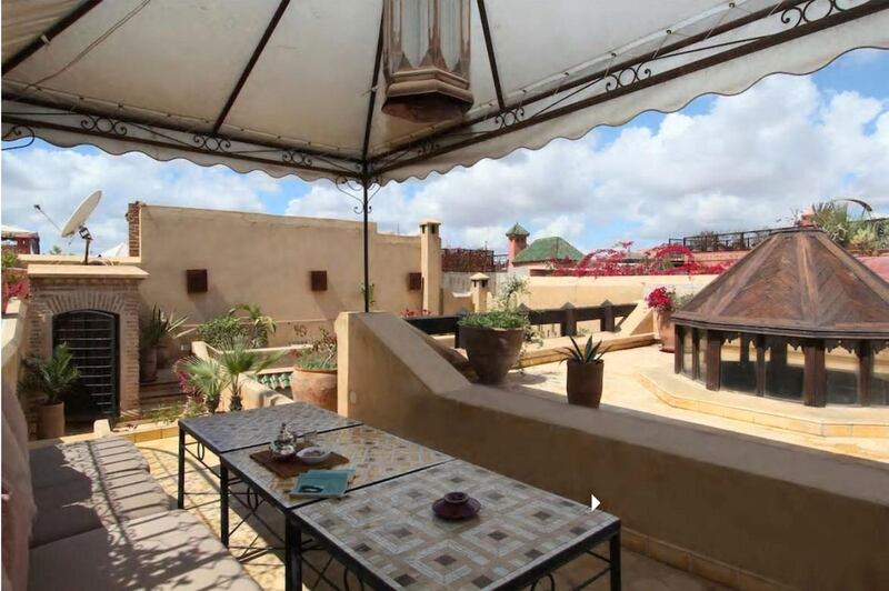 7. The Cozy Palace in Marrakech, Morocco, stands out for its vibrantly tiled archways leading all the way to the pretty rooftop.