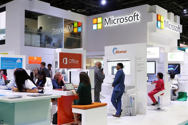 Up to 4,000 companies including Microsoft are showcasing their next-generation technologies at Gitex technology Week. Pawan Singh / The National