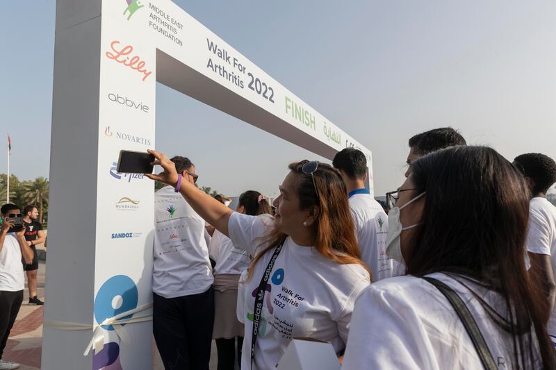 Hundreds of people take part in an early morning walk for Arthritis Awareness at Dubai Creek Park, on Saturday.
All photos: Antonie Robertson / The National