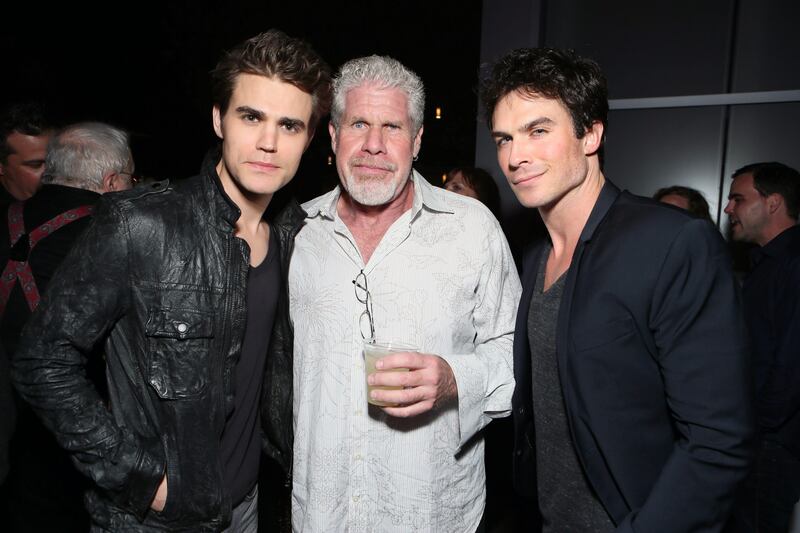 EXCLUSIVE - IMAGE DISTRIBUTED FOR ENTERTAINMENT WEEKLY - Actors Paul Wesley, Ron Perlman and Ian Somerhalder, from left, attend Entertainment Weekly's Comic-Con Celebration at FLOAT at the Hard Rock Hotel on Saturday, July 20, 2013, in San Diego. (Photo by Alexandra Wyman/Invision for Entertainment Weekly/AP Images) *** Local Caption ***  Entertainment Weekly Comic-Con Celebration - Inside.JPEG-02329.jpg