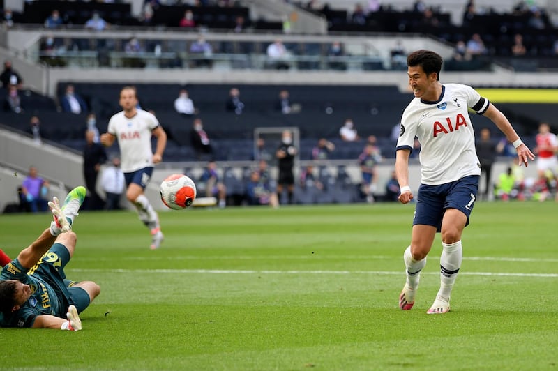 Tottenham's Son Heung-min scores his side's first goal. PA