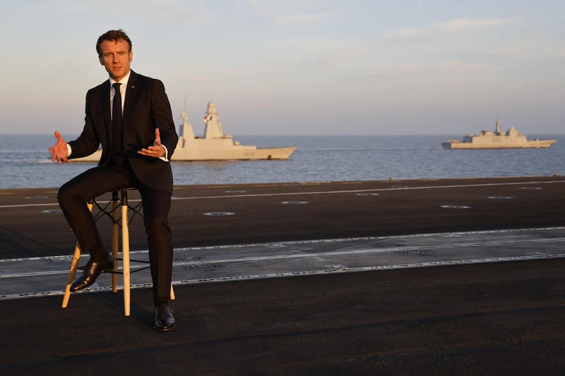 Mr Macron on the flight deck  