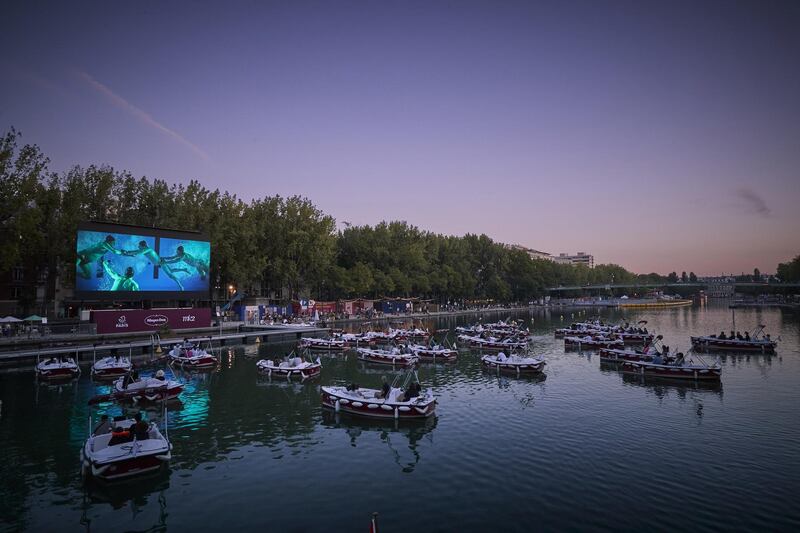 The opening night of Paris Plages Le Cinema Sur L'Eau, a free floating cinema at La Villette. Getty Images