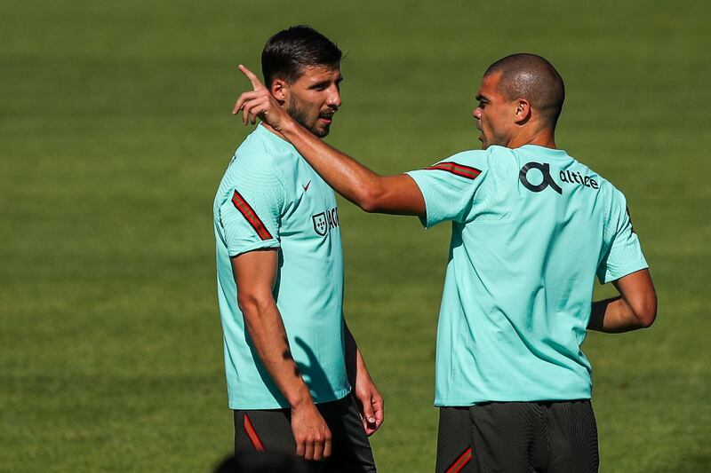Pepe, right, may be 38-years old but he is still playing at the top level for Portugal. EPA