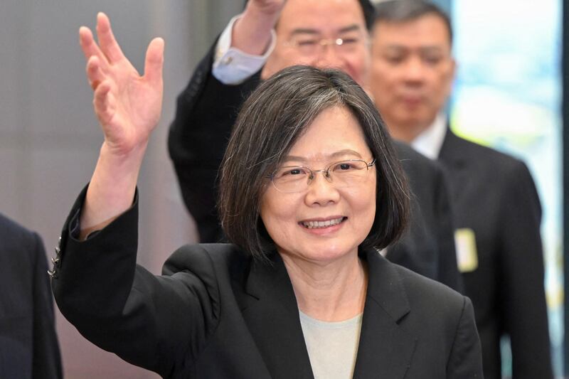 President Tsai Ing-wen at the boarding gate of the international airport in Taoyuan, Taiwan, on March 29. AFP