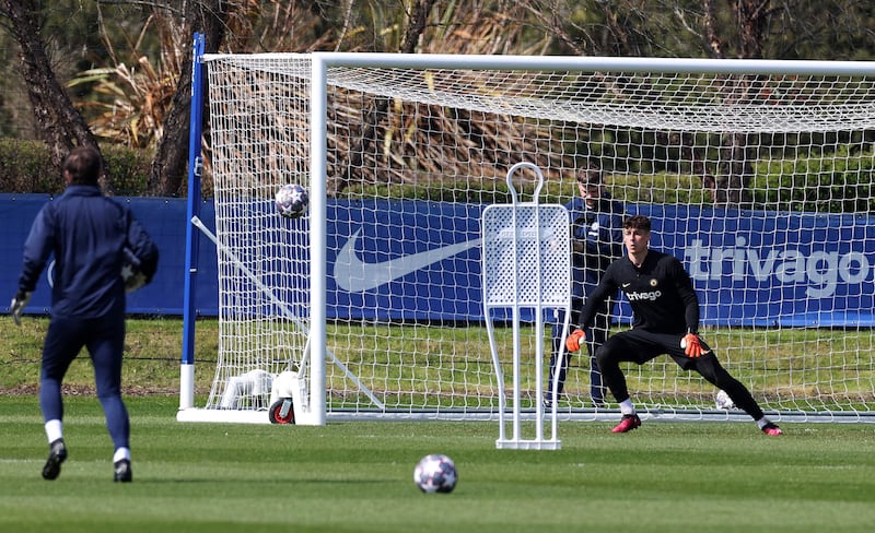 Chelsea goalkeeper Kepa Arrizabalaga during training. AFP