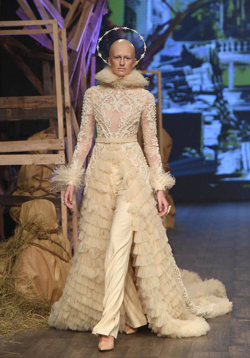 A model walks the runway at the Amato spring / summer 2020 show during Fashion Forward Dubai on November 02, 2019. Getty Images