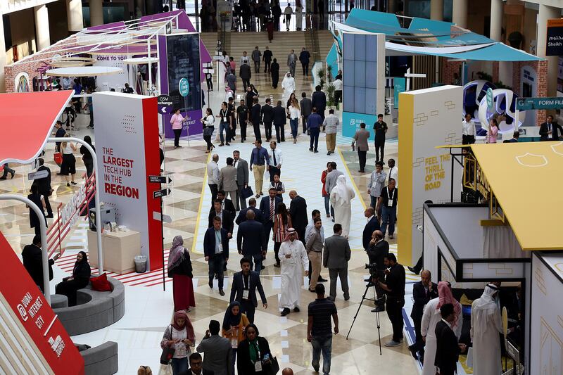 Dubai, 08, Oct, 2017 : Visitors attend  the  37th Gitex Technology Week at the World Trade Centre in Dubai. Satish Kumar / For the National