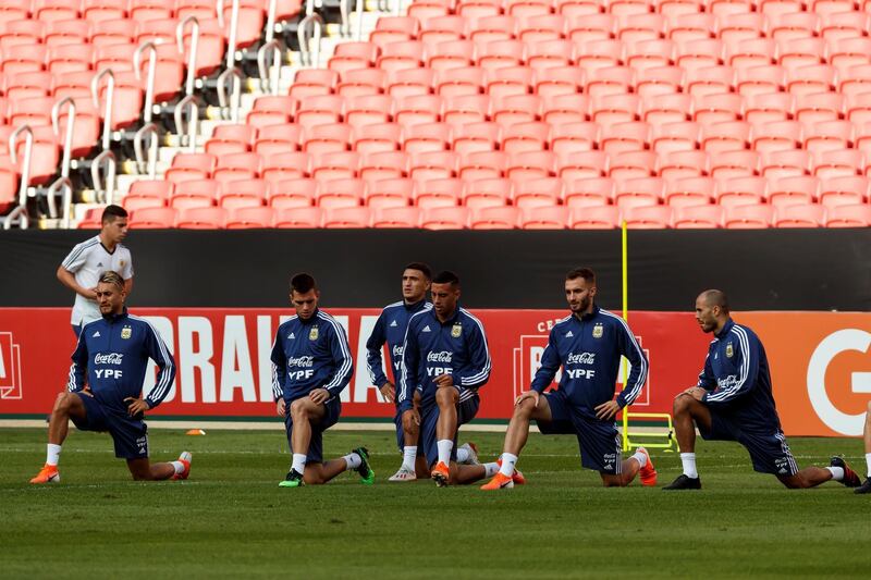 Argentina's players participate in a training session at the Beira Rio stadium. EPA