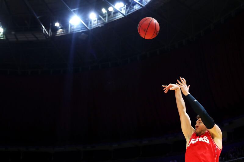 Rotnei Clarke shoots during the warm-up before the round five NBL match between the Sydney Kings and the Illawarra Hawks at Qudos Bank Arena. Mark Kolbe / Getty Images