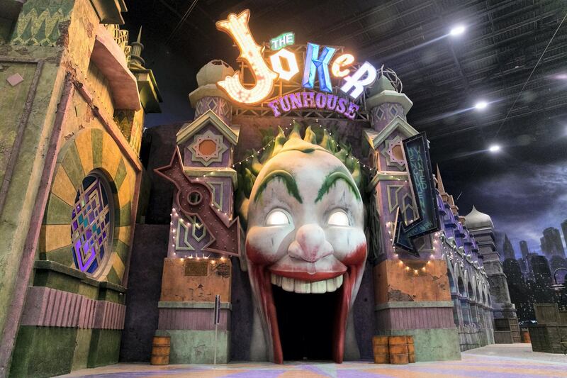 ABU DHABI, UNITED ARAB EMIRATES - JULY 11, 2018. 

The Joker Funhouse at Gotham City park in Warner Bros. World Abu Dhabi.

Warner Bros. World Abu Dhabi will be the world’s first ever Warner Bros. branded indoor theme park, opening on the 25th of July 2018 on Yas Island, the UAE’s premier Family destination for entertainment & leisure. 

(Photo by Reem Mohammed/The National)

Reporter: Rupert Hawksley 
Section: AC
