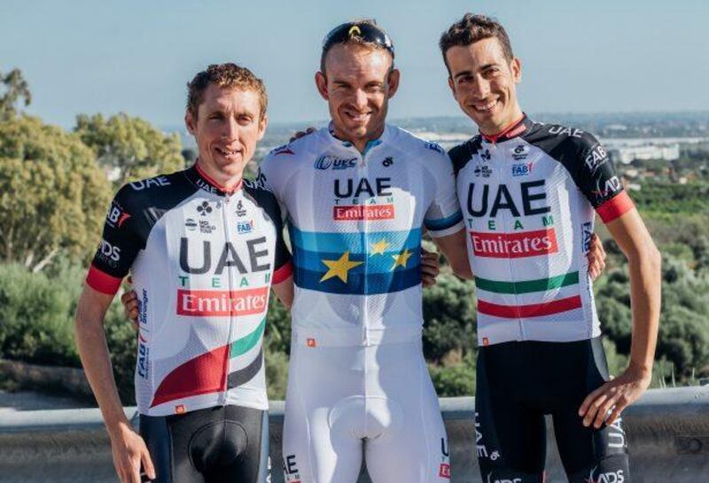 Alexander Kristoff, centre, is excited to be able to team up with the likes of Dan Martin, left, and Fabio Aru in 2018. Courtesy photo