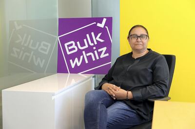 DUBAI, UNITED ARAB EMIRATES , Feb 4  – 2020 :- Amira Rashad, co-founder and CEO of Bulkwhiz at her office in Al Reef Tower in JLT in Dubai. ( Pawan  Singh / The National ) For Business. Story by Nada