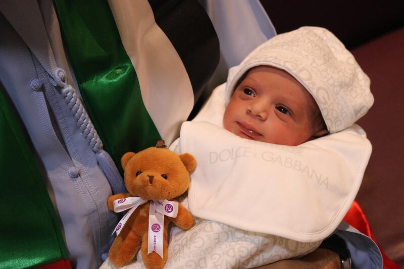 Emirati baby boy Hamad was born at Bareen Hospital in Mohamed bin Zayed City on the 48th National Day at 8.54am. Courtesy: Bareen Hospital 