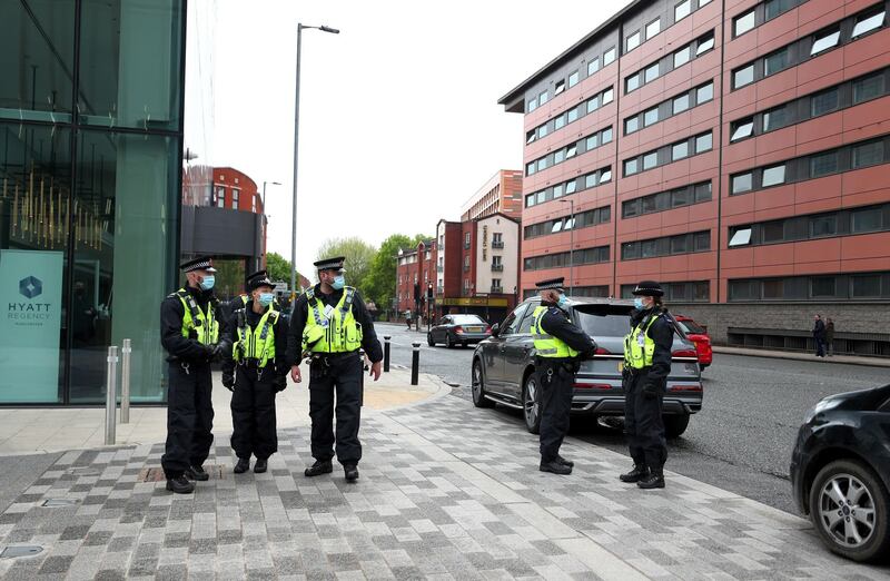 Police at Old Trafford ahead of the match between Manchester United and Liverpool on Thursday. PA
