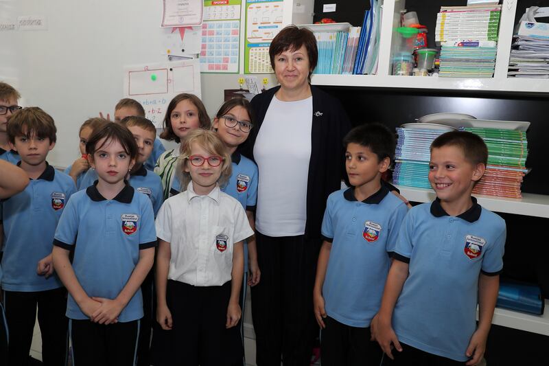 Marina Khalikova, school principal, seeks to foster an atmosphere of tolerance and friendship