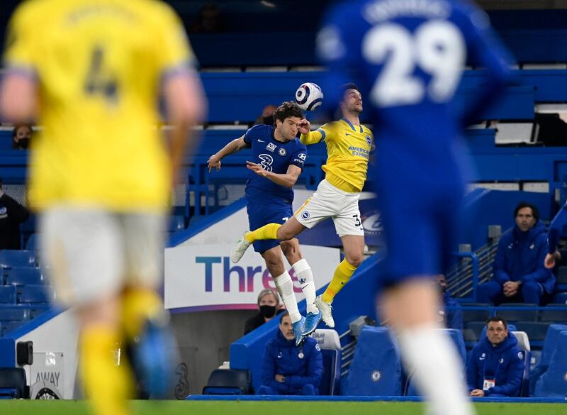 Marcos Alonso 6 - An early run into the box almost saw Alonso get on the end of a Ziyech cross at the back post but Brighton were alert to the danger from that point. EPA